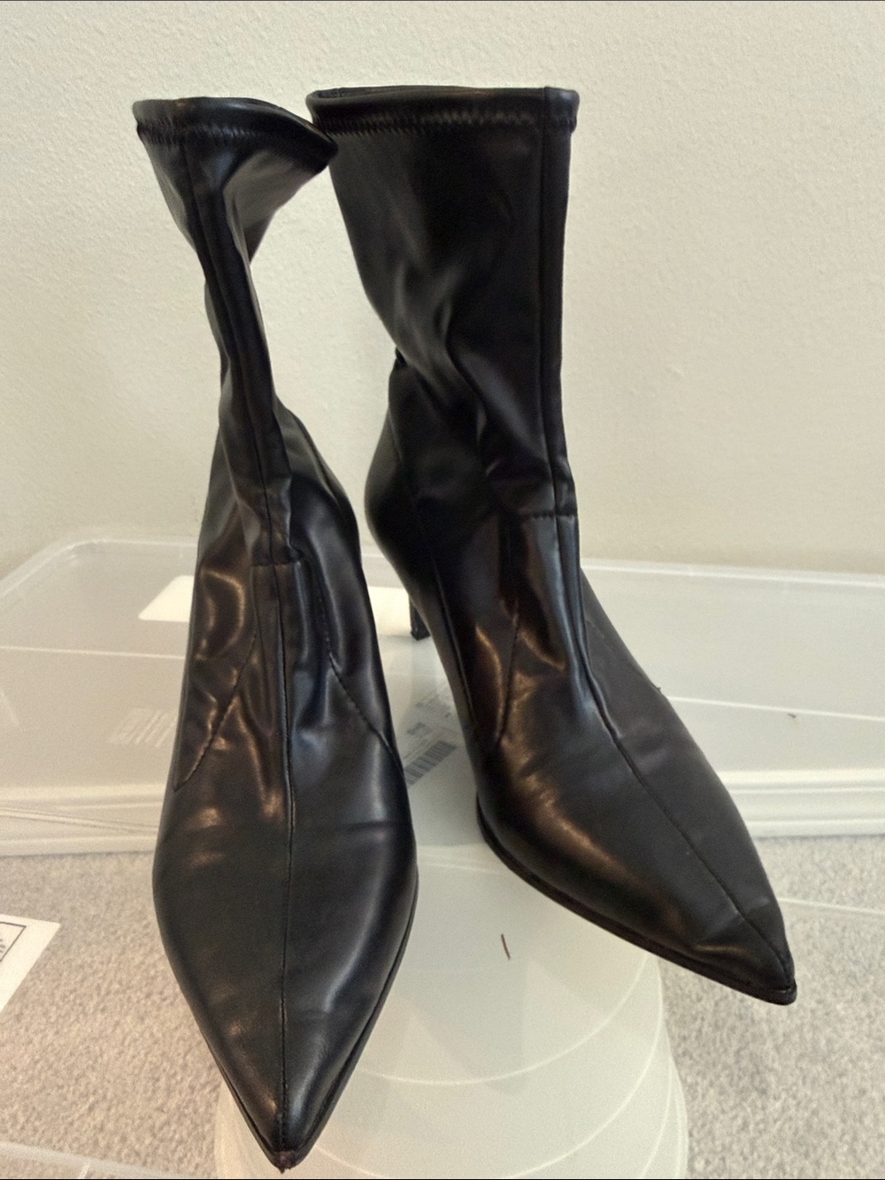 Bershka Black Pointed Stiletto Sock Boots